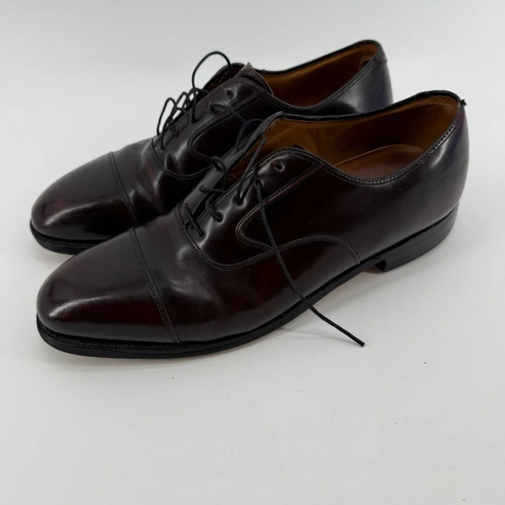 J&M Limited Collection Mens 10 Wingtip Oxford Dress‎ Shoes Burgundy Leather